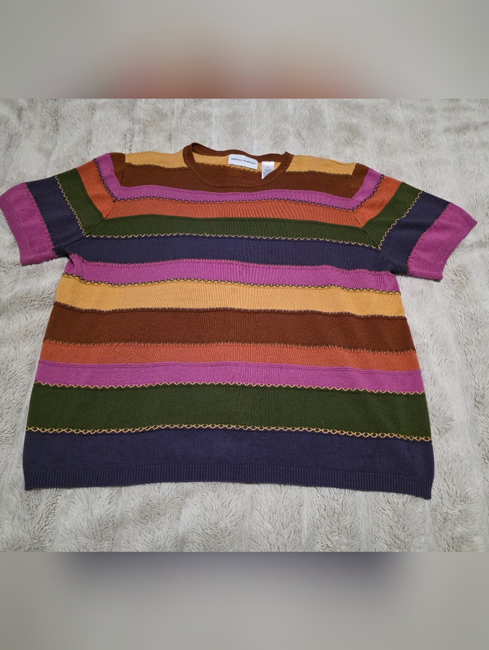 XL Alfred Dunner Multicolor Striped Crewneck Sweater